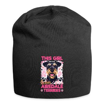 Race de chien Cette fille aime les Airedale Terriers - Bonnet en jersey - noir - Devant