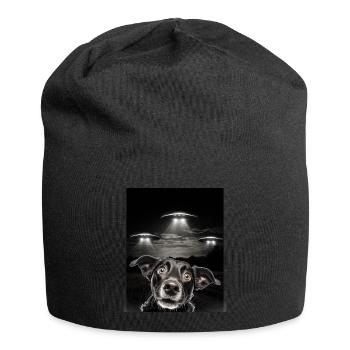 Funny Dogs Selfie In Front Of UFOs Dog UFO - Jersey Beanie - black - Front