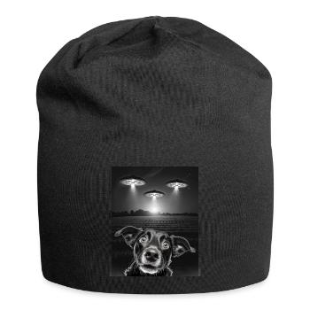 Funny Dogs Selfie In Front Of UFOs Dog UFO - Jersey Beanie - black - Front