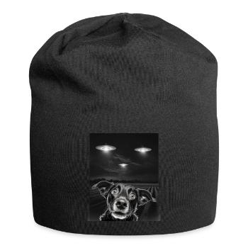 Funny Dogs Selfie In Front Of UFOs Dog UFO - Jersey Beanie - black - Front