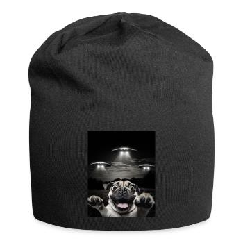 Funny Dogs Selfie In Front Of UFOs Dog UFO - Jersey Beanie - black - Front