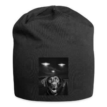 Funny Dogs Selfie In Front Of UFOs Dog UFO - Jersey Beanie - black - Front