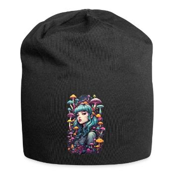 Festival des champignons Psy Trance Goa E-Girl Design - Bonnet en jersey - noir - Devant
