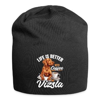 Life is Better with Coffee and a Vizsla - Jersey-Beanie - Schwarz - Vorne