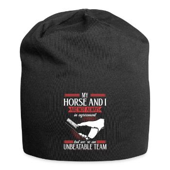 Unschlagbares Team - für Pferdeliebhaber - Jersey-Beanie - Schwarz - Vorne