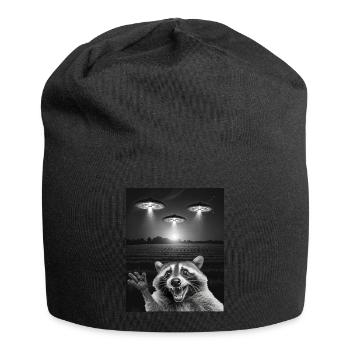Funny raccoon selfie in front of UFOs Raccoon UFO - Jersey Beanie - black - Front