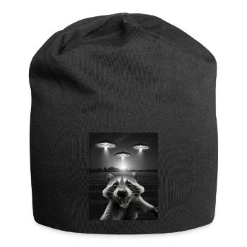 Funny raccoon selfie in front of UFOs Raccoon UFO - Jersey Beanie - black - Front
