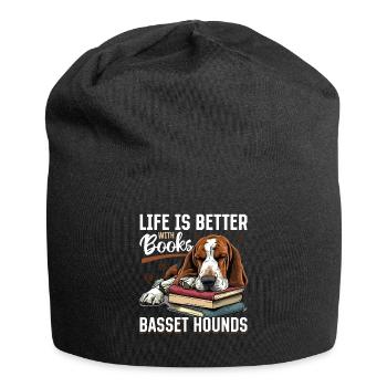 Basset Hound Dog Breed Life is Better with Books - Jersey-Beanie - Schwarz - Vorne