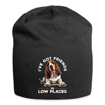 Basset Hound Dog I've Got Friends in Low Places - Jersey Beanie - black - Front