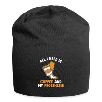 Kaffee und meine Prothese Prothese Fuß Benutzer Bein - Jersey-Beanie - Schwarz - Vorne