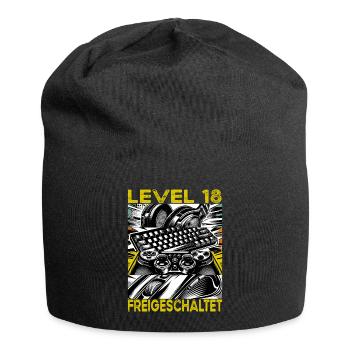 Geburtstag Level 18 freigeschaltet Gaming & Zocker - Jersey-Beanie - Schwarz - Vorne