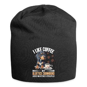 Bluetick Coonhound Dog Breed I like coffee my - Jersey-Beanie - Schwarz - Vorne