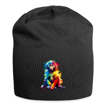 Colorful Splash Art Monkey Lover Ape Chimpanzee - Jersey Beanie - black - Front