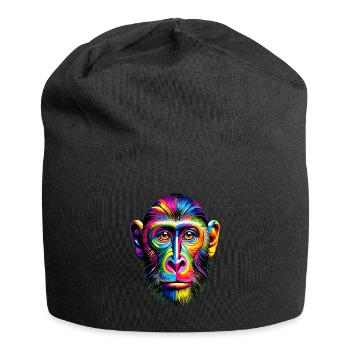 Bunte Pop Art Affenliebhaber Affe Schimpanse - Jersey-Beanie - Schwarz - Vorne