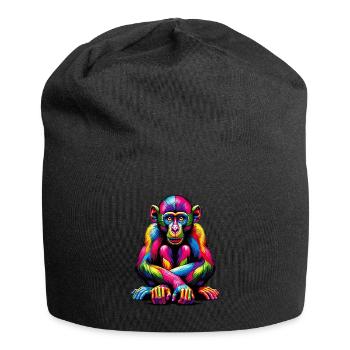 Bunte Pop Art Affenliebhaber Affe Schimpanse - Jersey-Beanie - Schwarz - Vorne