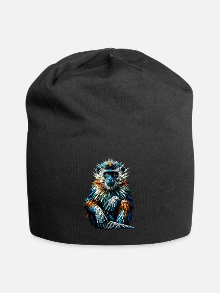 Polygon Art Monkey Lover Ape Chimpanzee Monkeys - Jersey Beanie - black