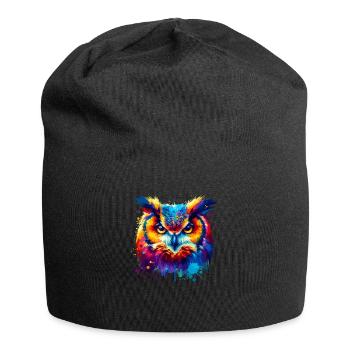 Colorful Splash Art Owl Bird Owlet Owls Lover - Jersey Beanie - black - Front