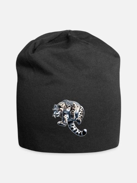 Schneeleopard Leopard Weißer Leopard - Jersey-Beanie - Schwarz