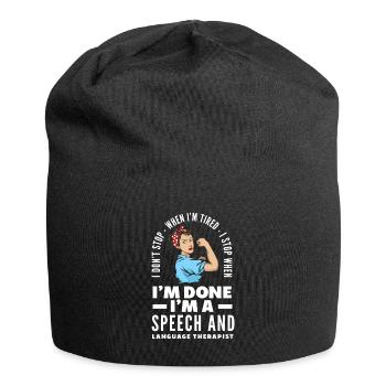 Speech therapist, speech therapist, speech therapist - Jersey Beanie - black - Front
