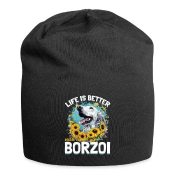 Borzoi Dog Breed Life is Better with a Borzoi - Jersey Beanie - black - Front