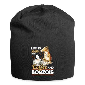 Dog Breed Life is Better with Coffee and Borzois - Jersey-Beanie - Schwarz - Vorne