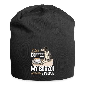 I like coffee my Borzoi and maybe 3 people Dog - Jersey-Beanie - Schwarz - Vorne