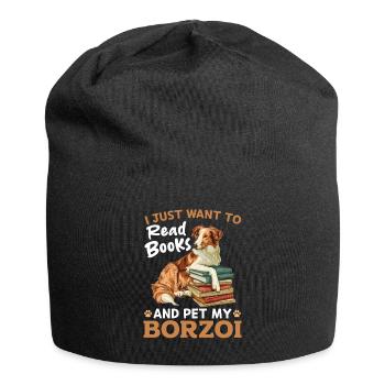 I Just want to read Books and pet my Borzoi - Jersey-Beanie - Schwarz - Vorne