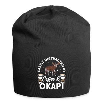 Funny zookeeper okapi lover - Jersey Beanie - black - Front