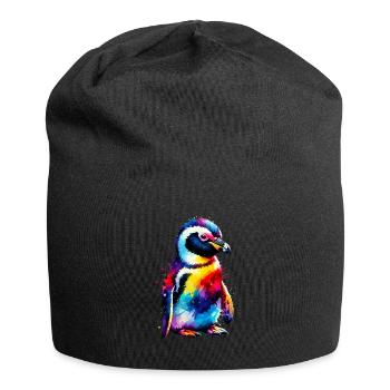 Splash Art coloré pingouin amant pingouins - Bonnet en jersey - noir - Devant