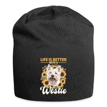 West Highland White Terrier Westie Race de chien - Bonnet en jersey - noir - Devant