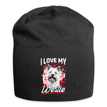 West Highland White Terrier Westie Race de chien - Bonnet en jersey - noir - Devant