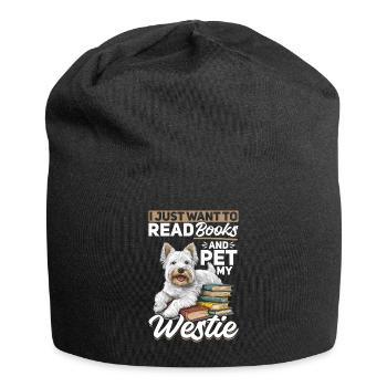 West Highland White Terrier Westie chien race livres - Bonnet en jersey - noir - Devant