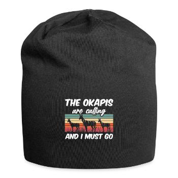 Funny zookeeper okapi lover - Jersey Beanie - black - Front