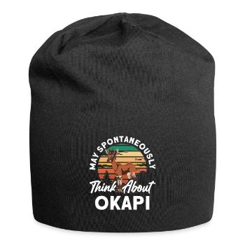 Funny zookeeper okapi lover - Jersey Beanie - black - Front
