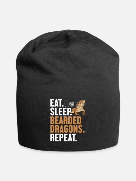 Eat Sleep Bartagamen Wiederholung Pogona Haustier - Jersey-Beanie - Schwarz