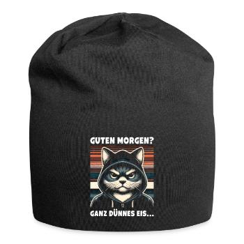 Guten Morgen? Ganz dünnes Eis Sarkastisches - Jersey-Beanie - Schwarz - Vorne