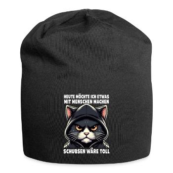 Schubsen wäre toll Sarkastisches Katzenliebhaber - Jersey-Beanie - Schwarz - Vorne