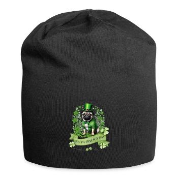 St. Patrick's Day Pug I Shamrock St Paddys Day Pug - Jersey-Beanie - Schwarz - Vorne