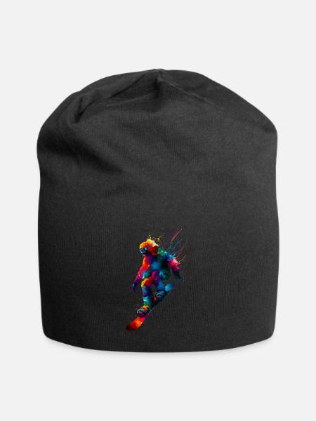 Colorful Splash Art Snowboarding Snowboard - Jersey Beanie - black