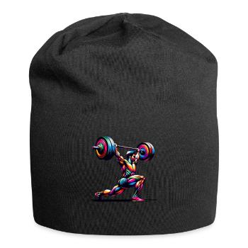 Colorful Pop Art Weightlifter Weights - Jersey Beanie - black - Front