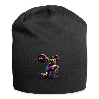 Colorful Pop Art Weightlifter Weights - Jersey Beanie - black - Front