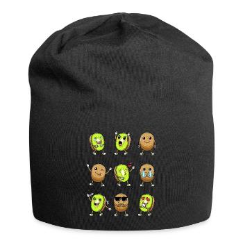 Kiwi fruit Kawaii émoticône - Bonnet en jersey - noir - Devant