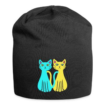 Ukraine Hauskatzen Katze Tierfreund Tierschutz - Jersey-Beanie - Schwarz - Vorne