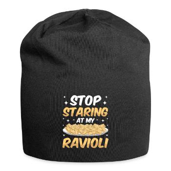 Pâtes raviolis italiennes drôles - Bonnet en jersey - noir - Devant