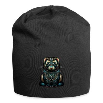Mandala Art Weasels Ferret Weasel Lover - Jersey Beanie - black - Front