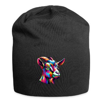 Bunte Pop Art Ziegen Bauernhof Tier Ziege Liebhaber - Jersey-Beanie - Schwarz - Vorne