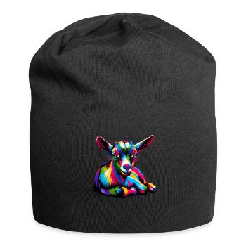 Bunte Pop Art Ziegen Bauernhof Tier Ziege Liebhaber - Jersey-Beanie - Schwarz - Vorne