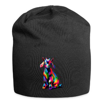 Bunte Pop Art Ziegen Bauernhof Tier Ziege Liebhaber - Jersey-Beanie - Schwarz - Vorne