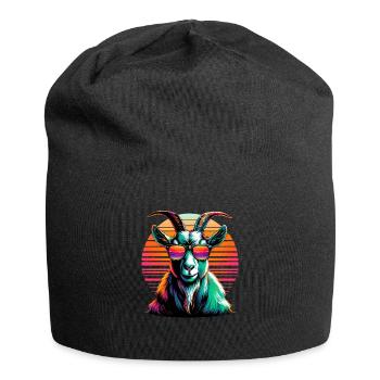 Bunte Pop Art Sonnenbrille Ziegen Bauernhoftier Ziege - Jersey-Beanie - Schwarz - Vorne