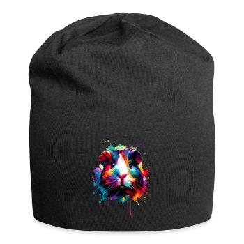 Colorful Splash Art Guinea Pig Lover Guinea Pigs - Jersey Beanie - black - Front